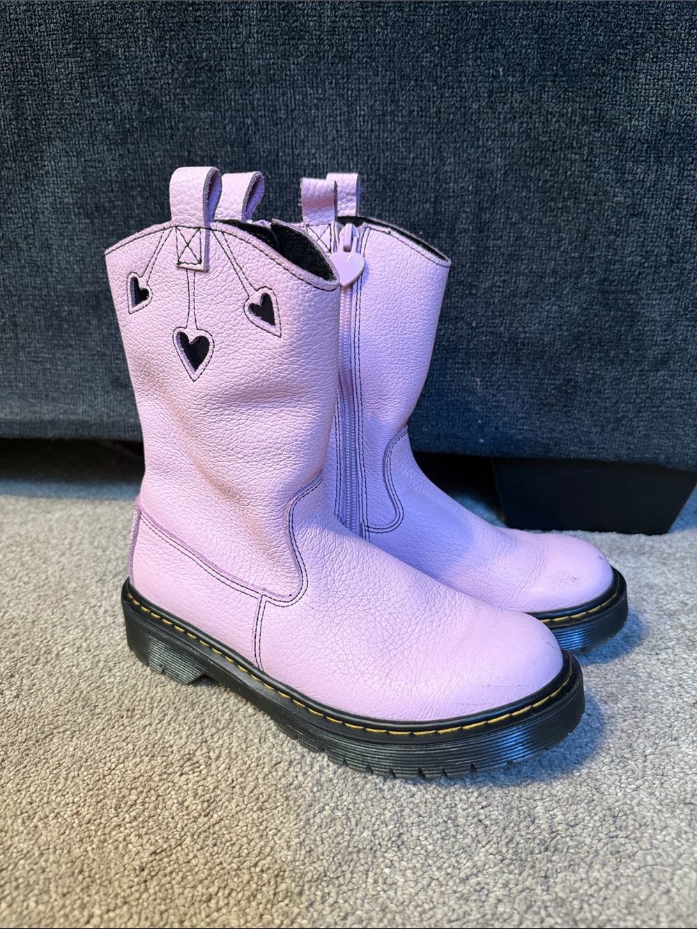 Dr Marten’s Pink Leather Bex Heart P-O Cowboy Boots Size 3